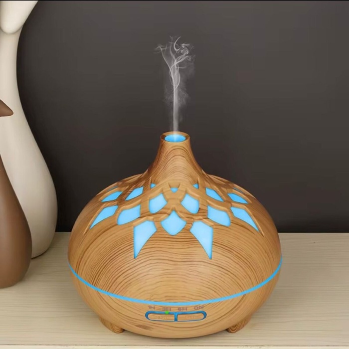 ® Yeni Ürün Aroma Difüzör Gece Işığı 7 Led DESENLİ Nemlendirici Kumandalı Buhar Makinesi 550 ml